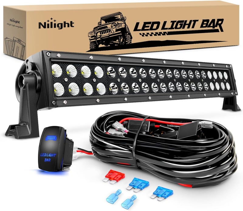 Nilight LED Light Bar 22 Inch 120w Flood Spot Combo Driving Lights 12V 5Pin Rocker Switch 16AWG Wiring Harness Kit for Trucks SUV ATV UTV 4x4 Van Camper - Image 1